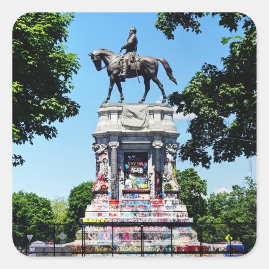 Carré Sticker de statue Robert E. Lee (Devant)