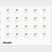 Carré Sticker de tournesol plaque baby shower (Feuille)