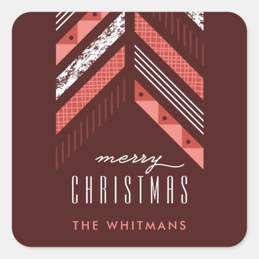 Carré Sticker de vacances de la bande de Herringbone - M (Devant)