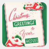 Carré sticker de voeux de Noël rétro vintage (Devant)