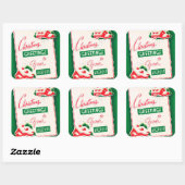 Carré sticker de voeux de Noël rétro vintage (Feuille)