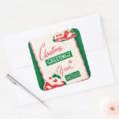 Carré sticker de voeux de Noël rétro vintage (Enveloppe)