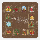 Carré Sticker d'éléments de Noël (Devant)