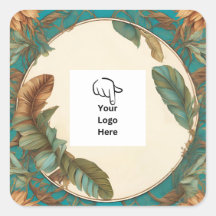 Sticker d'emballage du logo de plumes personnalisa