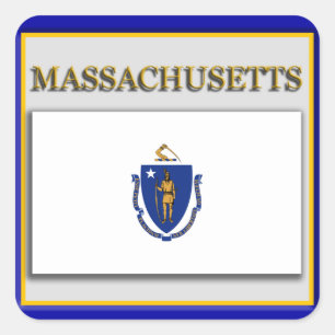 Carré Sticker Design Drapeau d'État du Massachusetts
