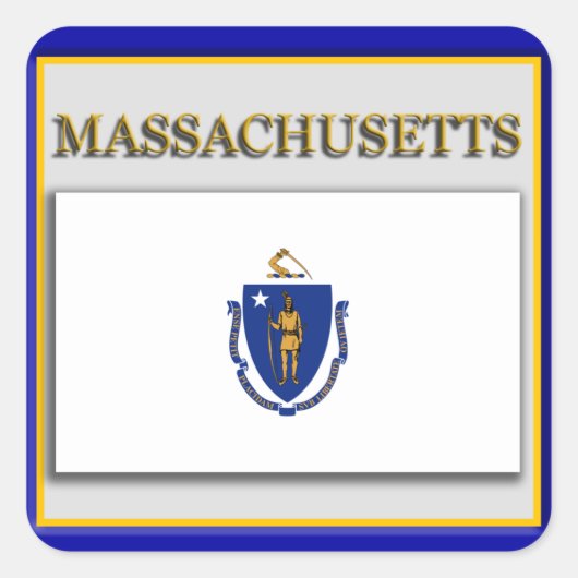 Carré Sticker Design Drapeau d'État du Massachusetts (Devant)