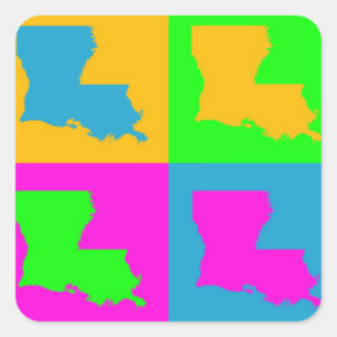 Carré Sticker d'État Colorful Pop Art de Louisiane