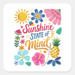 Carré Sticker d'état d'esprit Sunshine