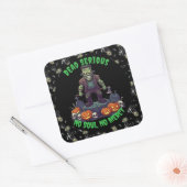 Carré 🖤 Sticker d'Halloween Frankenstein noir 💀 🎃 (Enveloppe)