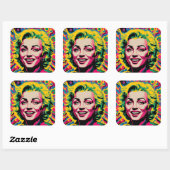 Carré Sticker d'icône pop art (Feuille)
