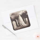 Carré Sticker d'illustration Vintage du fantôme (Enveloppe)