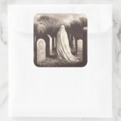 Carré Sticker d'illustration Vintage du fantôme (Sac)