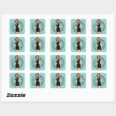 Carré Sticker d'illustration Vintage LBD (Feuille)