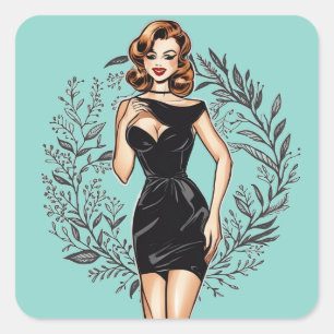 Carré Sticker d'illustration Vintage LBD