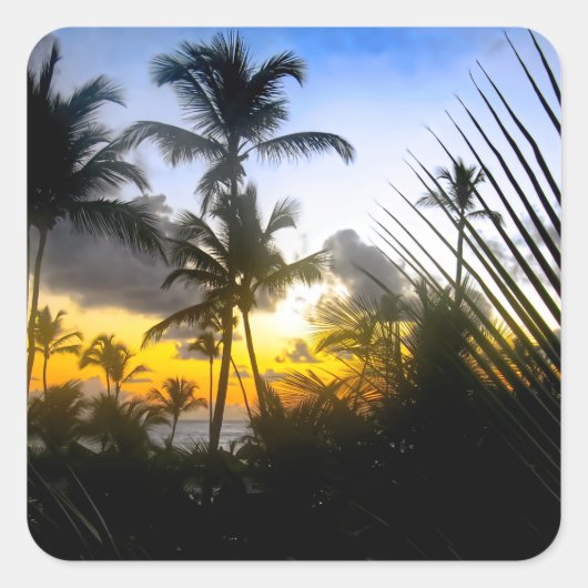 Carré Sticker d'impression Tropical Sunset (Devant)