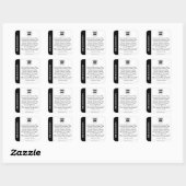 Carré Sticker d'ingrédients de produit noir blanc (Feuille)