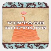 Carré Sticker Diva Mode Orange Retro Dots (Devant)