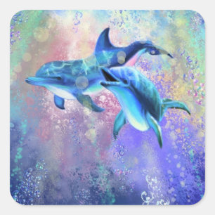Carré Sticker Dolphin Couple Happy Family - Peinture