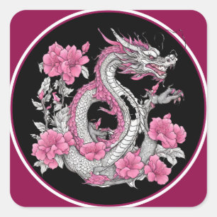 Carré Sticker Dragon Fleur