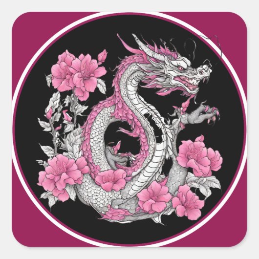 Carré Sticker Dragon Fleur (Devant)