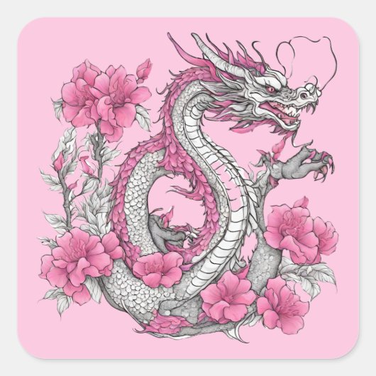 Carré Sticker Dragon Fleur (Devant)