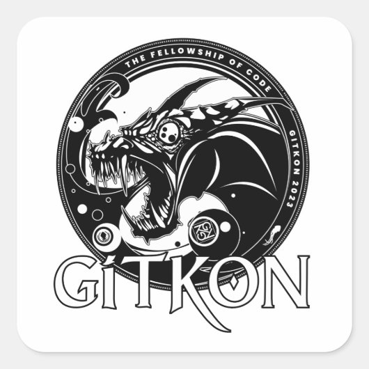 Carré Sticker Dragon | GitKon : La Bourse de Code (Devant)
