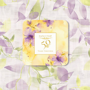 Carré Sticker du 50e anniversaire du Mariage Violets Gol