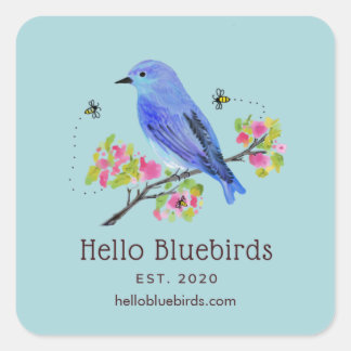 Carré Sticker du logo Hello Bluebirds - Bleu