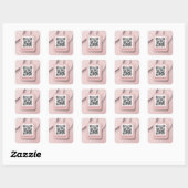 Carré Sticker élégant de code QR rose pour les entrepris (Feuille)
