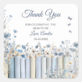 Carré Sticker en Baby shower Floral Bleu (Devant)