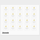 Carré Sticker en caoutchouc plaque de baby shower (Feuille)