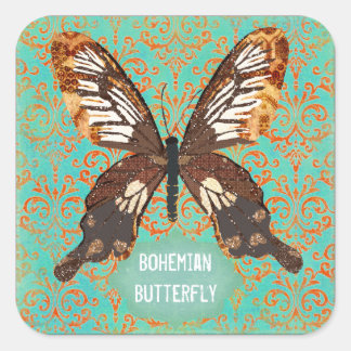 Carré Sticker en damas papillon de Bohême
