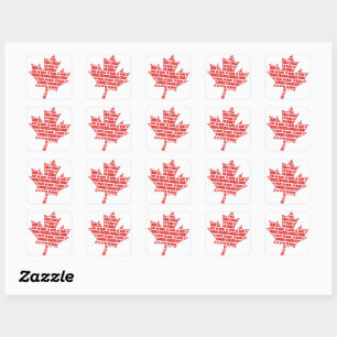 Carré Sticker en feuille d'érable rouge fabriqué au Cana