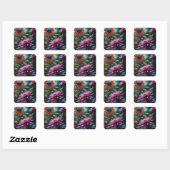 Carré Sticker en fleurs cosmiques (Feuille)