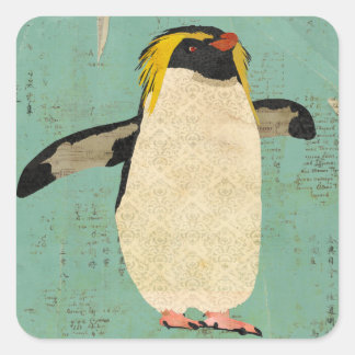 Carré Sticker en lagon bleu pingouin