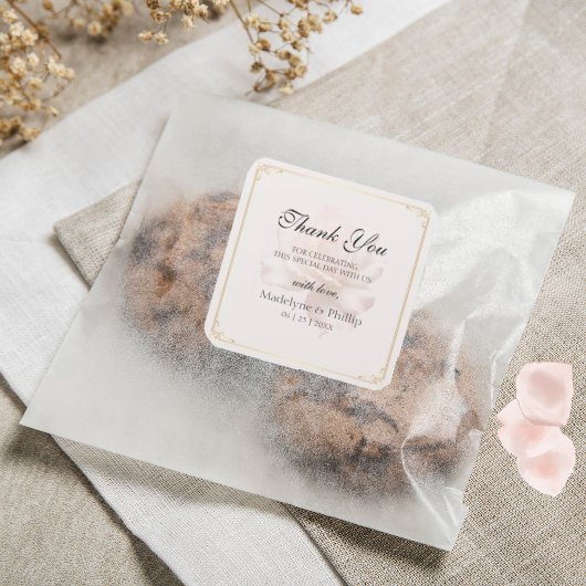 Carré Sticker en Merci rose souple