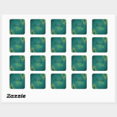 Carré Sticker en Merci Turquoise Noble Lime Scroll (Feuille)