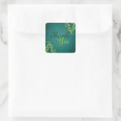 Carré Sticker en Merci Turquoise Noble Lime Scroll (Sac)