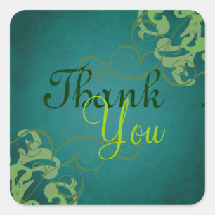 Carré Sticker en Merci Turquoise Noble Lime Scroll