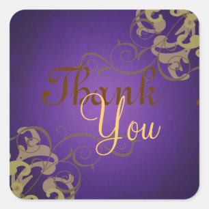 Carré Sticker en Merci violet Noble Gold Scroll