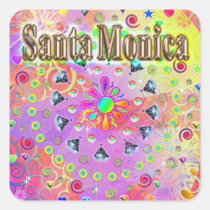 Carré Sticker en or père Noël Monica Lucky