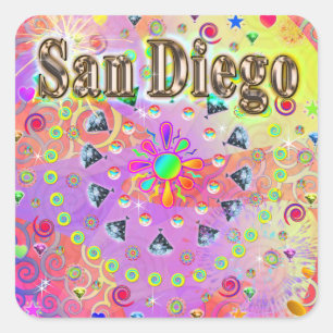 Carré Sticker en or San Diego Lucky