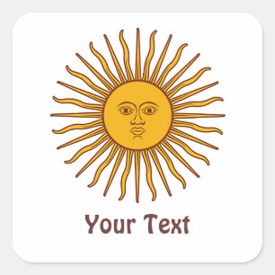 Carré Sticker en or soleil de mai Argentine Drapeau Drap