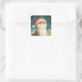 Carré Sticker en Otter de Noël mignon avec Santa Hat (Sac)