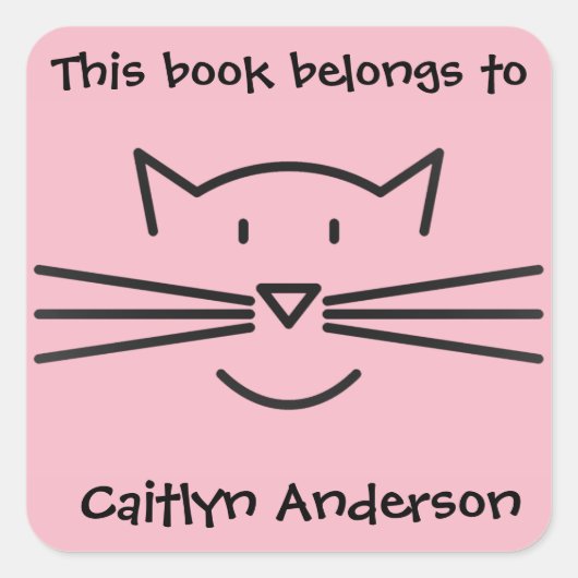 Carré Sticker en plan de la face du chat noir (Devant)