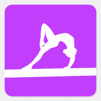 Carré Sticker en silhouette de gymnaste violet