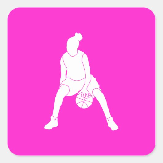 Carré Sticker en silhouette en bille rose (Devant)