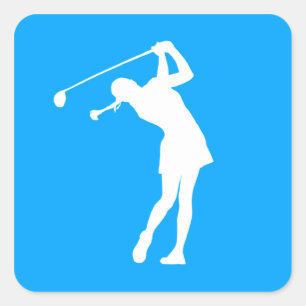 Carré Sticker en silhouette Lady Golfer Bleu