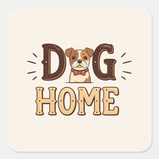 Carré Sticker en style texte pour chien (Devant)