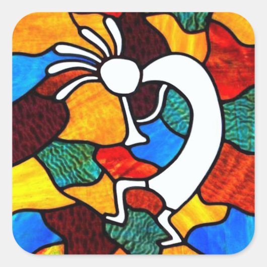 Carré Sticker en verre à ruban Kokopelli (Devant)